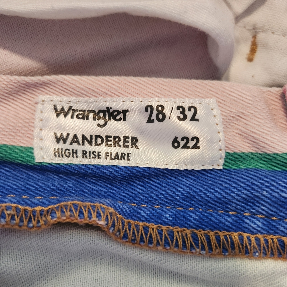 Wrangler Rainbow Stripe Wide-Leg Jeans - Pink, Green, Blue, Yellow, Cream - Picture 3 of 14